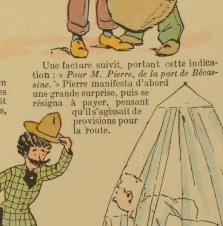 An illustration from Bécassine voyage;, 1921, leaf 45