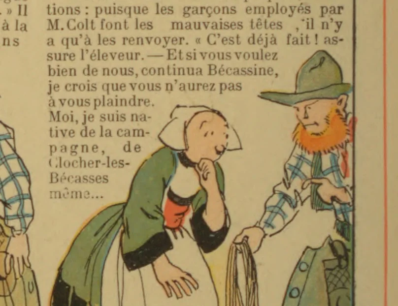 An illustration from Bécassine voyage;, 1921, leaf 49