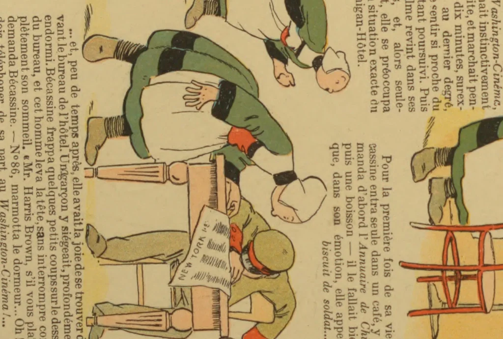 An illustration from Bécassine voyage;, 1921, leaf 57