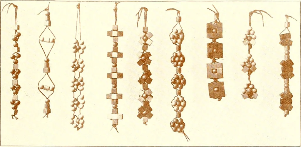 An illustration from Bead stringing, 1904, leaf 14