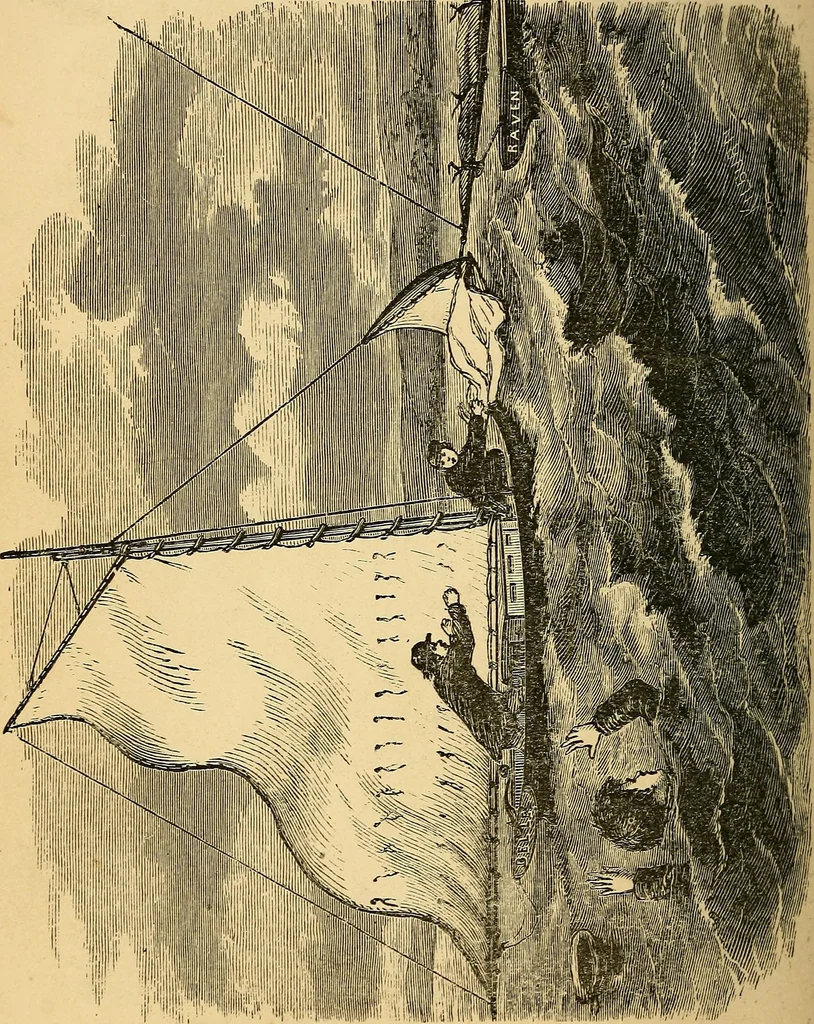 An illustration from Bear and forbear, or, The young skipper of Lake Ucayga, 1871, leaf 213