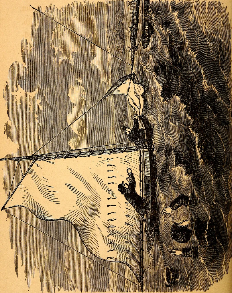 An illustration from Bear and forbear, or, The young skipper of Lake Ucayga, 1870, leaf 211