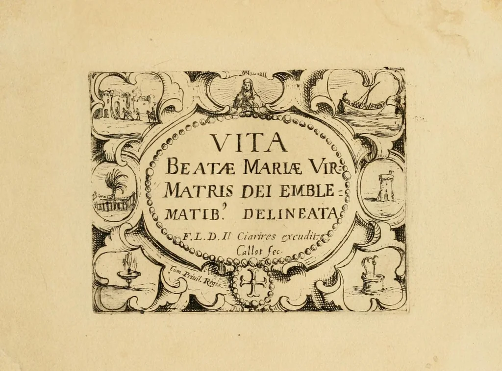 An illustration from Vita beatae Mariae Vir. Matris Dei emblematib[us] delineata, 1646, leaf 5
