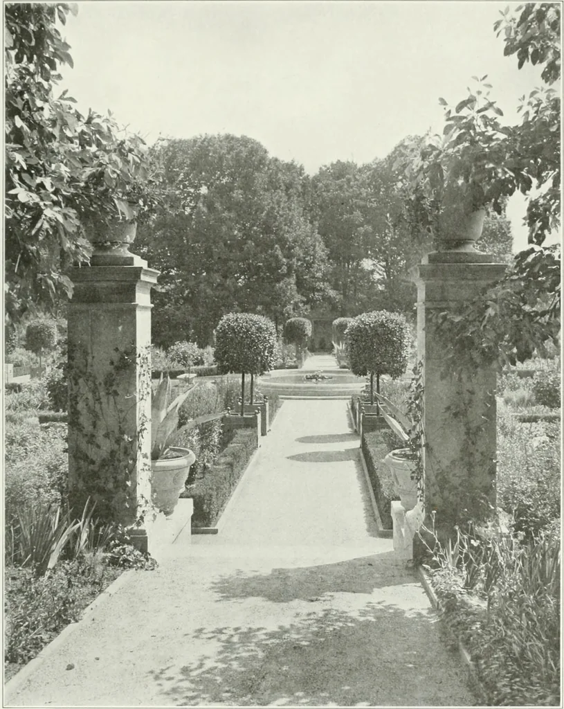 An illustration from Beautiful gardens in America, 1915, leaf 232