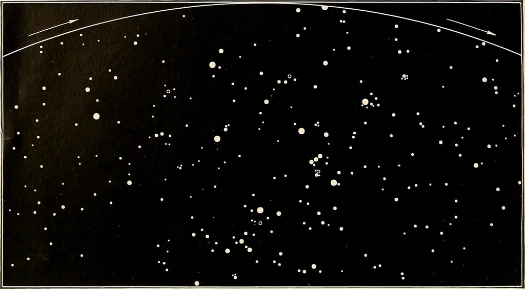 An illustration from A beginner's star-book; an easy guide to the stars and to the astronomical uses of the opera-glass, the field-glass and the telescope, 1912, leaf 57