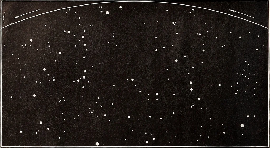 An illustration from A beginner's star-book; an easy guide to the stars and to the astronomical uses of the opera-glass, the field-glass and the telescope, 1912, leaf 57