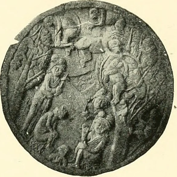 An illustration from The beginnings of Buddhist art, and other essays in Indian and Central-Asian archæology, 1917, leaf 106