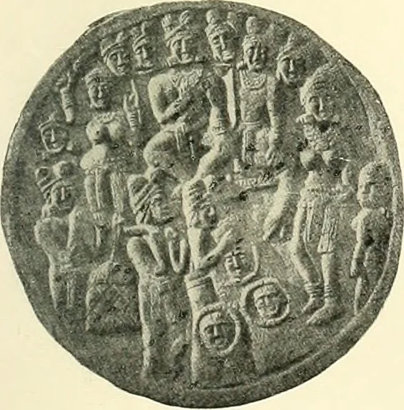 An illustration from The beginnings of Buddhist art, and other essays in Indian and Central-Asian archæology, 1917, leaf 106
