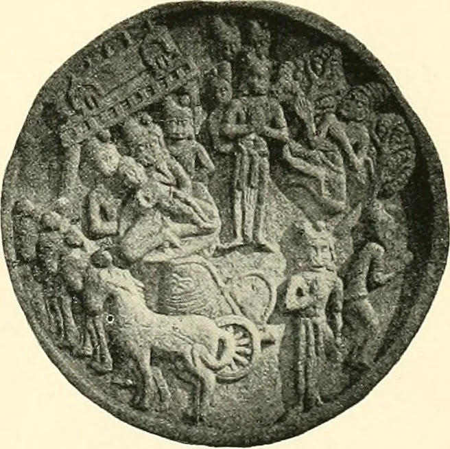 An illustration from The beginnings of Buddhist art, and other essays in Indian and Central-Asian archæology, 1917, leaf 106