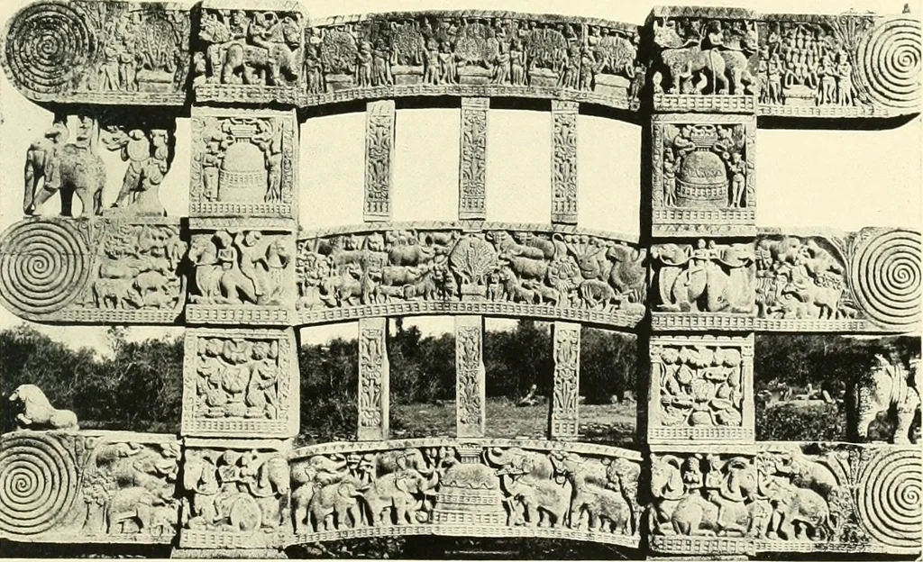 An illustration from The beginnings of Buddhist art, and other essays in Indian and Central-Asian archæology, 1917, leaf 162