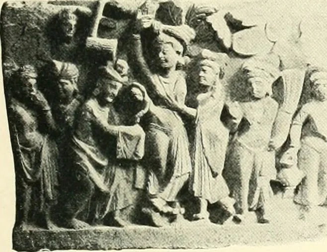 An illustration from The beginnings of Buddhist art, and other essays in Indian and Central-Asian archæology, 1917, leaf 66