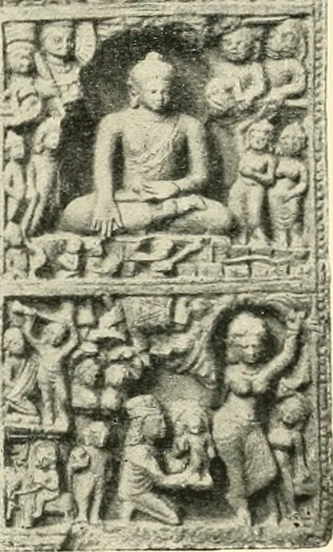 An illustration from The beginnings of Buddhist art, and other essays in Indian and Central-Asian archæology, 1917, leaf 70