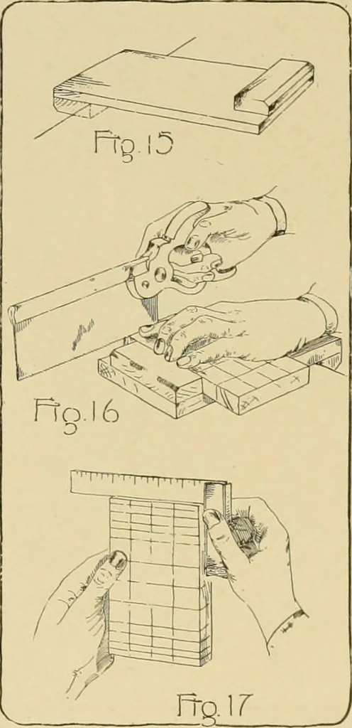 An illustration from Beginning woodwork at home and in school, 1907, leaf 22