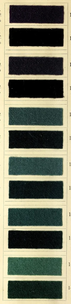An illustration from Beizen- und Nuancierungsfarbstoffe auf Stückware = Mordant colours on piece goods and suitable shading colours = Colorants pour mordants et à nuancer sur tissu de laine, 1890, leaf 24