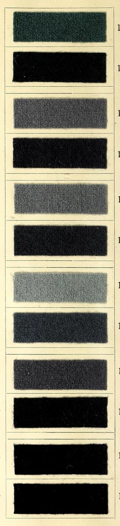 An illustration from Beizen- und Nuancierungsfarbstoffe auf Stückware = Mordant colours on piece goods and suitable shading colours = Colorants pour mordants et à nuancer sur tissu de laine, 1890, leaf 26