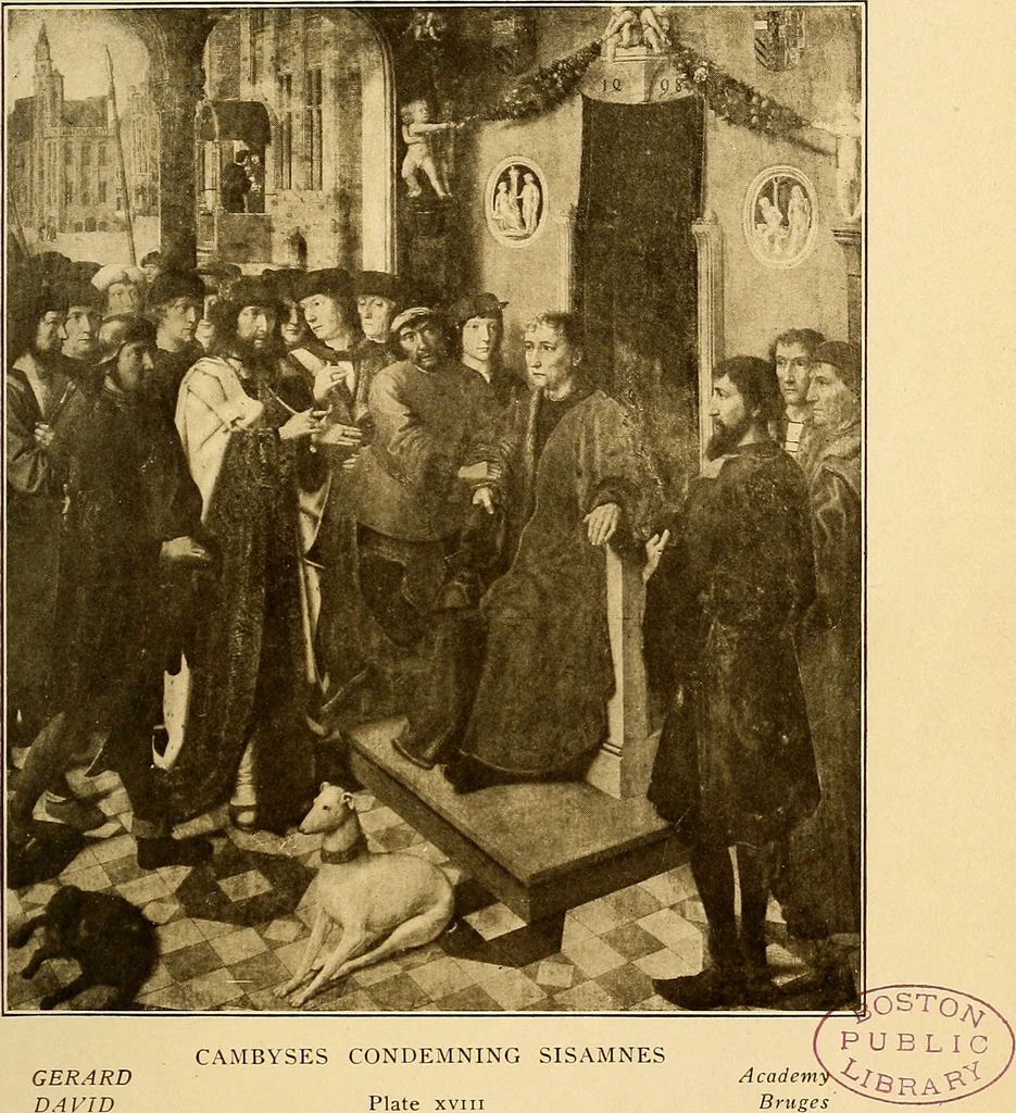 An illustration from The Belgian galleries : being a history of the Flemish school of painting, illuminated and demonstrated by critical descriptions of the great paintings in Bruges, Antwerp, Ghent, Brussels and other Belgian cities, 1912, leaf 180