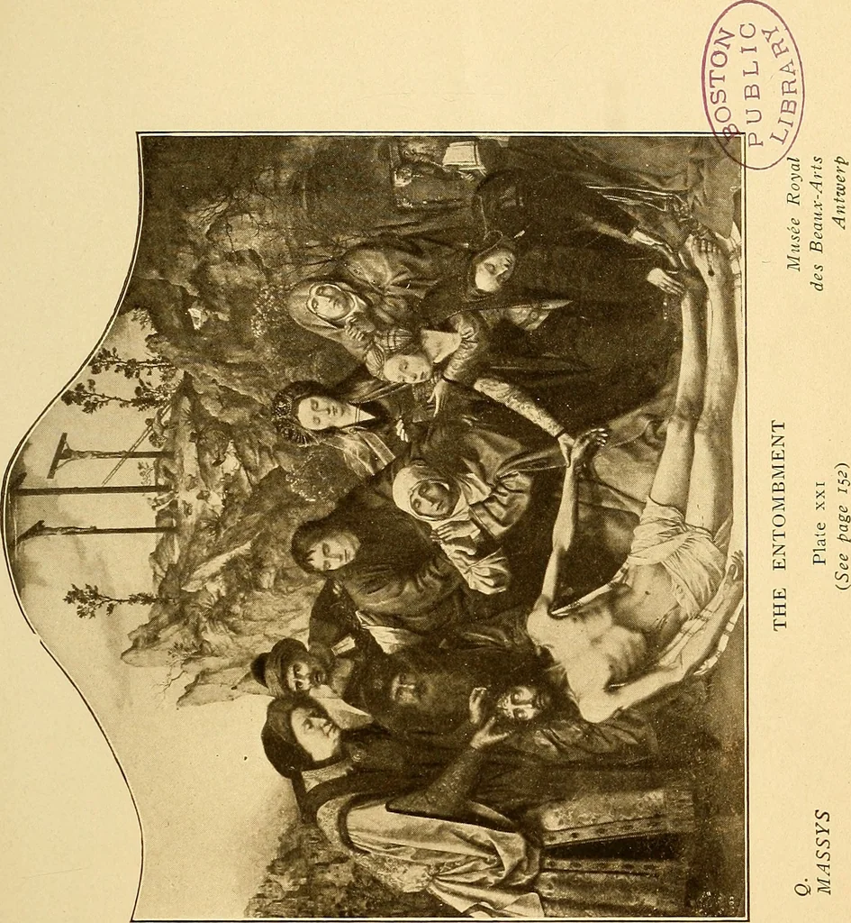 An illustration from The Belgian galleries : being a history of the Flemish school of painting, illuminated and demonstrated by critical descriptions of the great paintings in Bruges, Antwerp, Ghent, Brussels and other Belgian cities, 1912, leaf 210