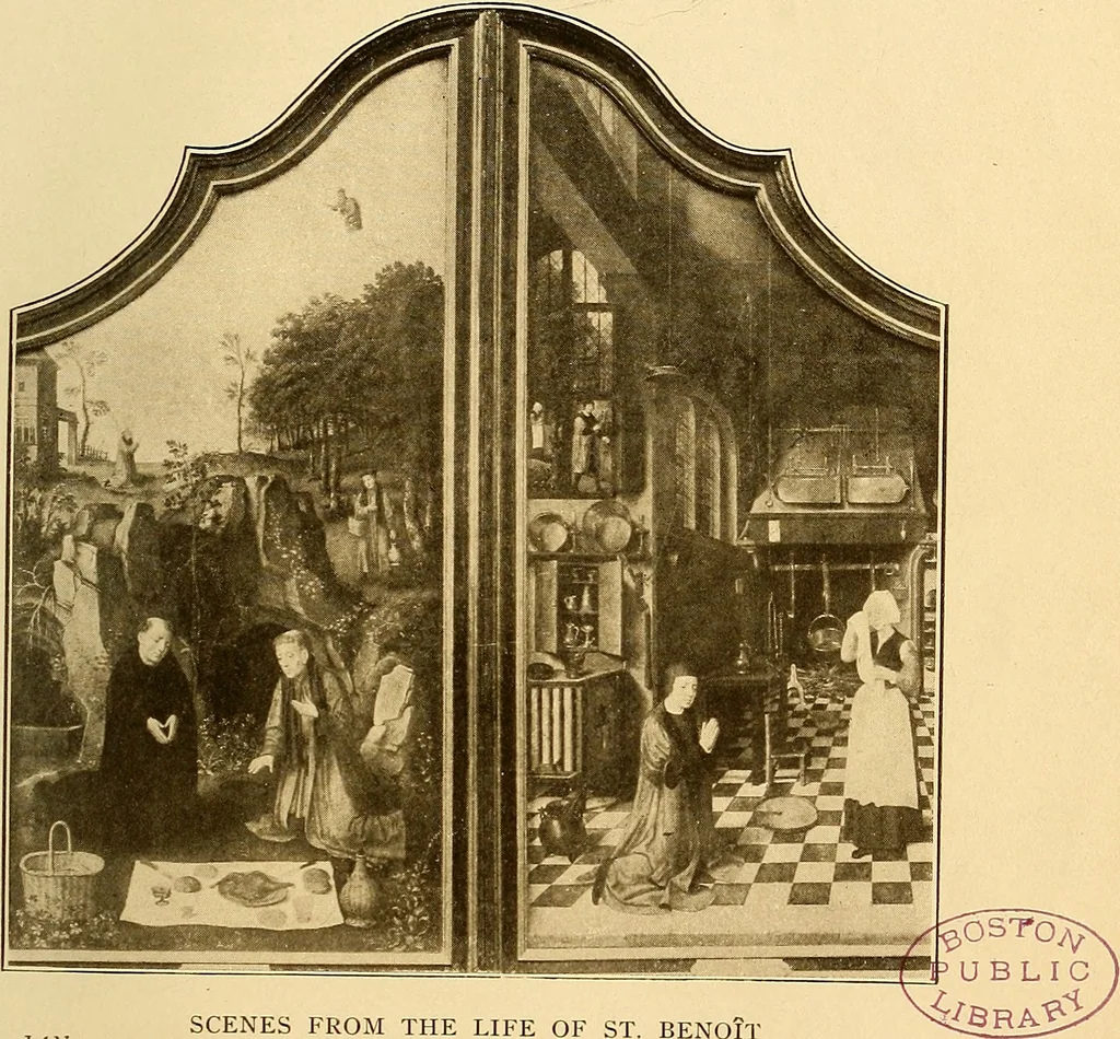 An illustration from The Belgian galleries : being a history of the Flemish school of painting, illuminated and demonstrated by critical descriptions of the great paintings in Bruges, Antwerp, Ghent, Brussels and other Belgian cities, 1912, leaf 22