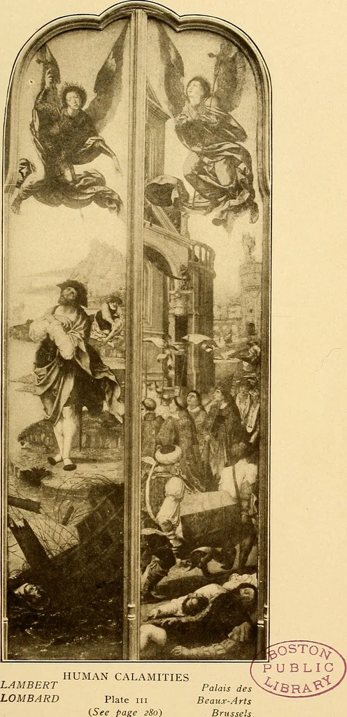 An illustration from The Belgian galleries : being a history of the Flemish school of painting, illuminated and demonstrated by critical descriptions of the great paintings in Bruges, Antwerp, Ghent, Brussels and other Belgian cities, 1912, leaf 32
