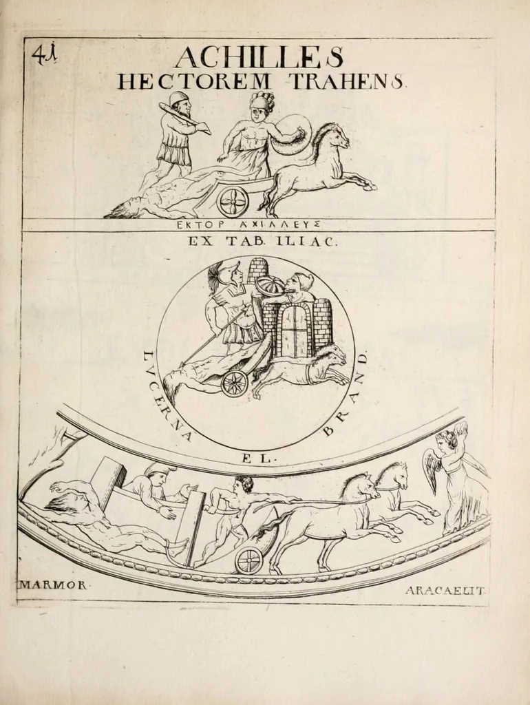 An illustration from Bellum et excidium Trojanum ex antiqvitatum reliqviis, 1699, leaf 141