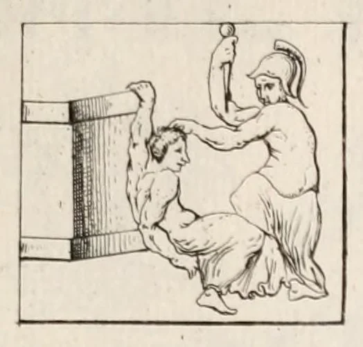 An illustration from Bellum et excidium Trojanum ex antiqvitatum reliqviis, 1699, leaf 157