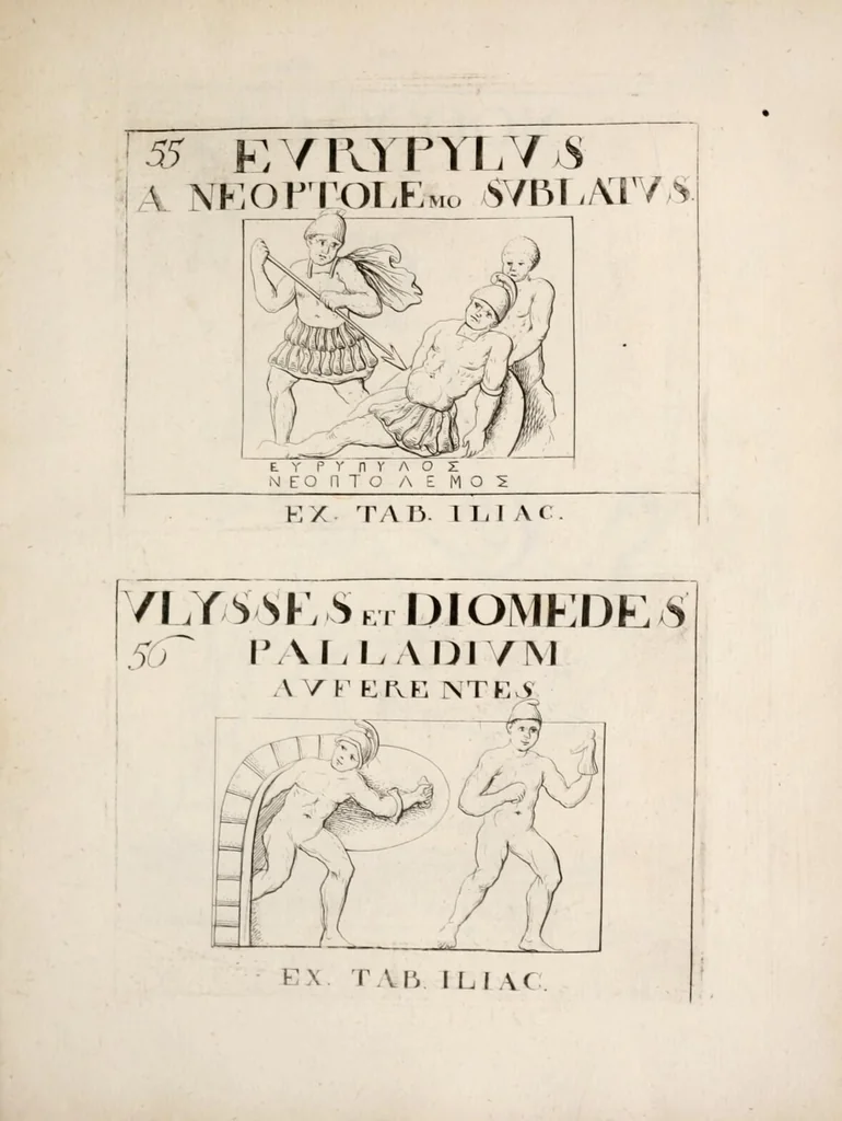 An illustration from Bellum et excidium Trojanum ex antiqvitatum reliqviis, 1699, leaf 159