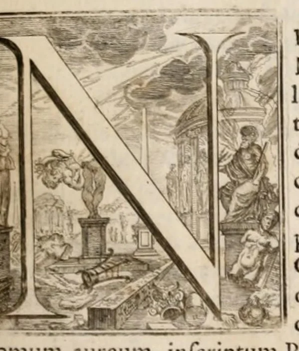 An illustration from Bellum et excidium Trojanum ex antiqvitatum reliqviis, 1699, leaf 19