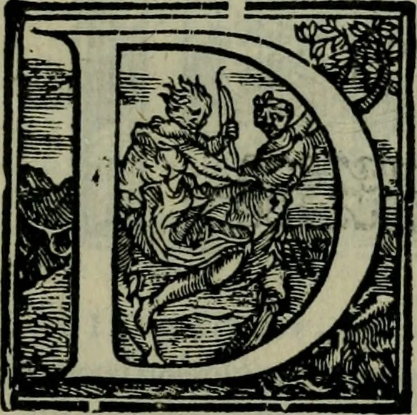 An illustration from Orazione fvnerale di m. Benedetto Varchi : fatta, e recitata da lui pubblicamente nell'essequie di Michelagnolo Bvonarroti in Firenze, nella chiesa di San Lorenzo .., 1564, leaf 10