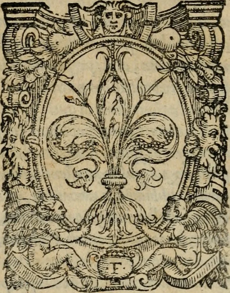 An illustration from Orazione fvnerale di m. Benedetto Varchi : fatta, e recitata da lui pubblicamente nell'essequie di Michelagnolo Bvonarroti in Firenze, nella chiesa di San Lorenzo .., 1564, leaf 71