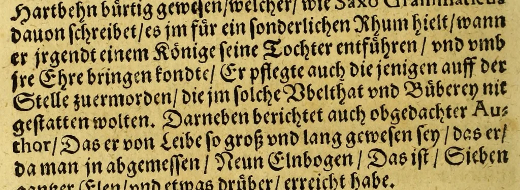 An illustration from Bericht von den alten Riesen vnd Hewnen, : auch was man noch heutiges Tages etwan vbriges von jnen finde ..., 1588, leaf 34