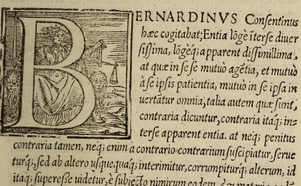 An illustration from Bernardini Telesii ... De natvra ivxta propria principia liber primvs, et secvndvs, 1565, leaf 13