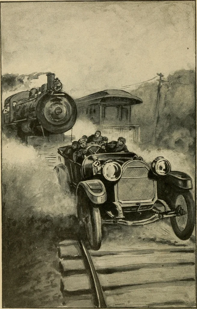 An illustration from Bert Wilson at the wheel, 1913, leaf 7