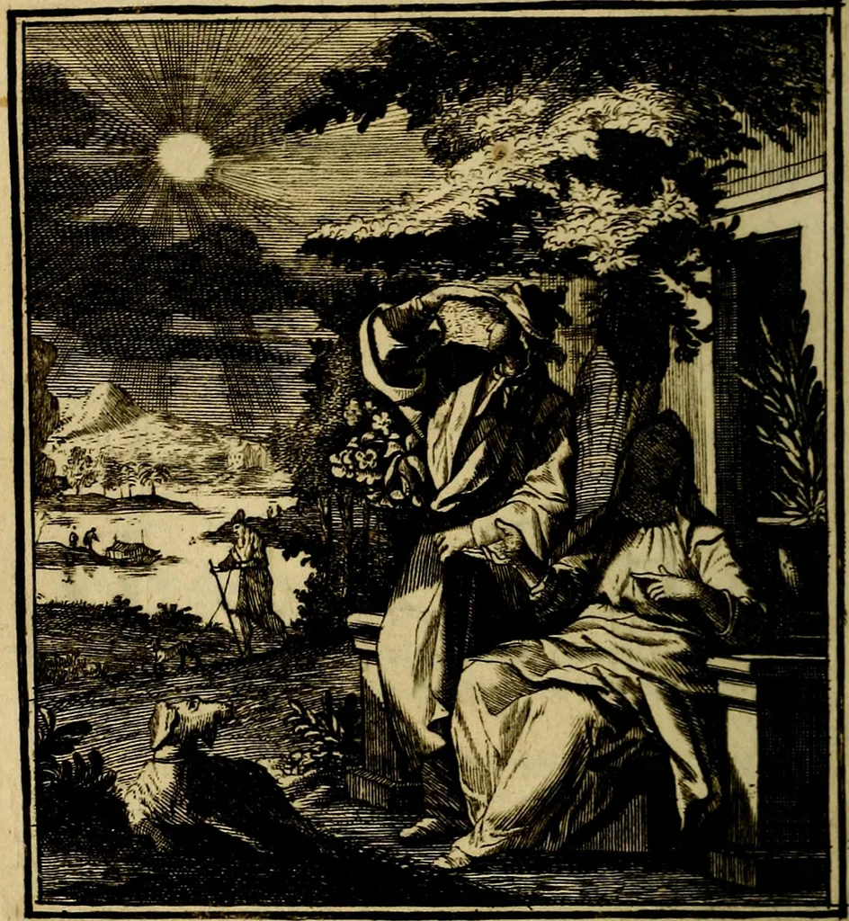An illustration from Beschouwing der wereld : bestaande in hondert konstige figuuren, met godlyke spreuken en stichtelyke verzen, 1708, leaf 13