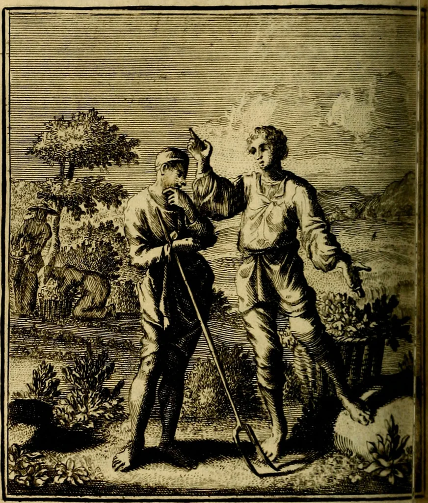 An illustration from Beschouwing der wereld : bestaande in hondert konstige figuuren, met godlyke spreuken en stichtelyke verzen, 1708, leaf 137