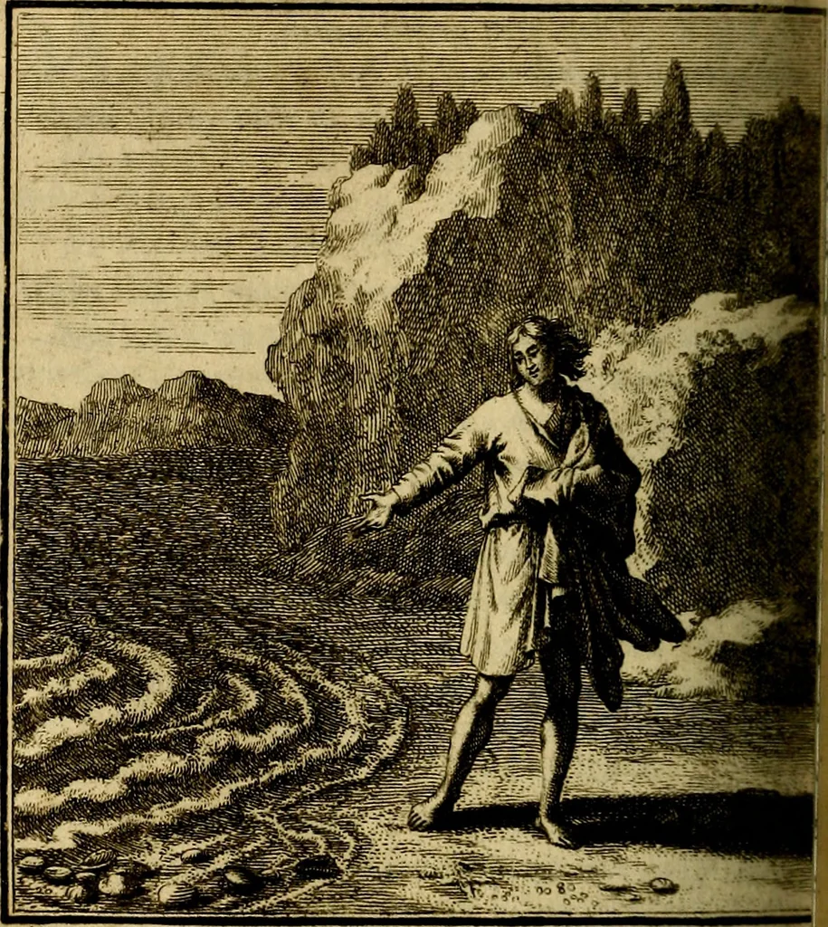An illustration from Beschouwing der wereld : bestaande in hondert konstige figuuren, met godlyke spreuken en stichtelyke verzen, 1708, leaf 153