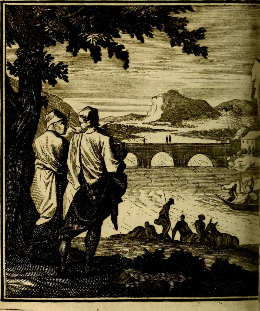 An illustration from Beschouwing der wereld : bestaande in hondert konstige figuuren, met godlyke spreuken en stichtelyke verzen, 1708, leaf 157