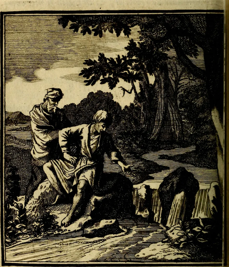 An illustration from Beschouwing der wereld : bestaande in hondert konstige figuuren, met godlyke spreuken en stichtelyke verzen, 1708, leaf 161