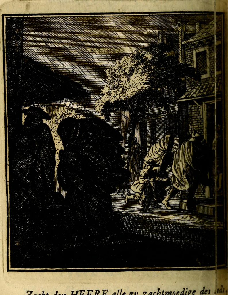 An illustration from Beschouwing der wereld : bestaande in hondert konstige figuuren, met godlyke spreuken en stichtelyke verzen, 1708, leaf 201