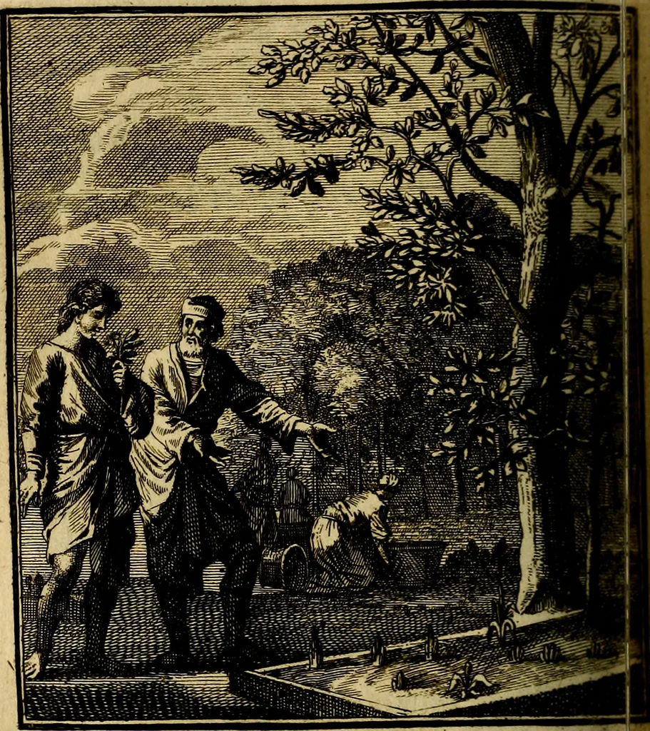 An illustration from Beschouwing der wereld : bestaande in hondert konstige figuuren, met godlyke spreuken en stichtelyke verzen, 1708, leaf 209