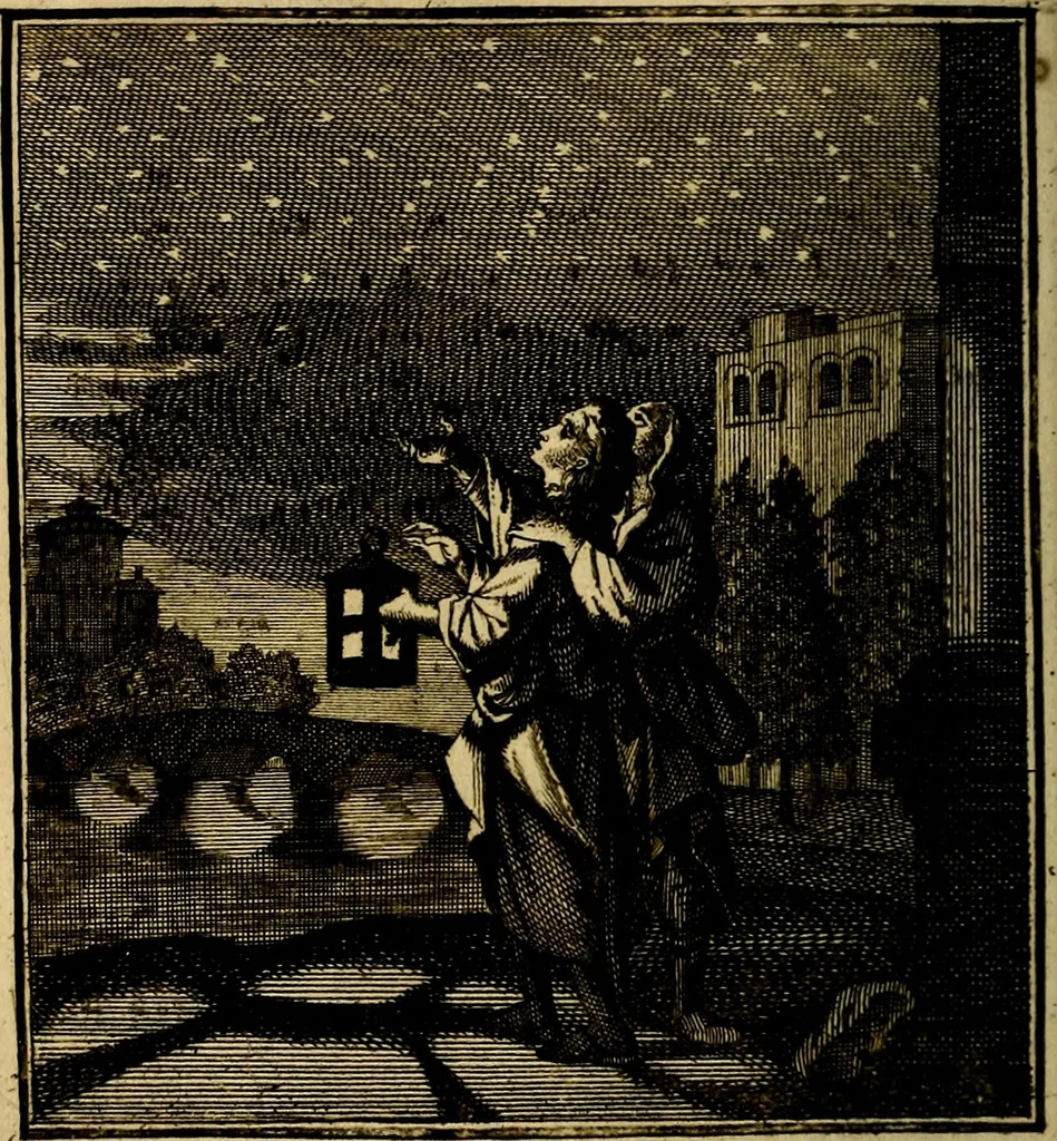 An illustration from Beschouwing der wereld : bestaande in hondert konstige figuuren, met godlyke spreuken en stichtelyke verzen, 1708, leaf 21