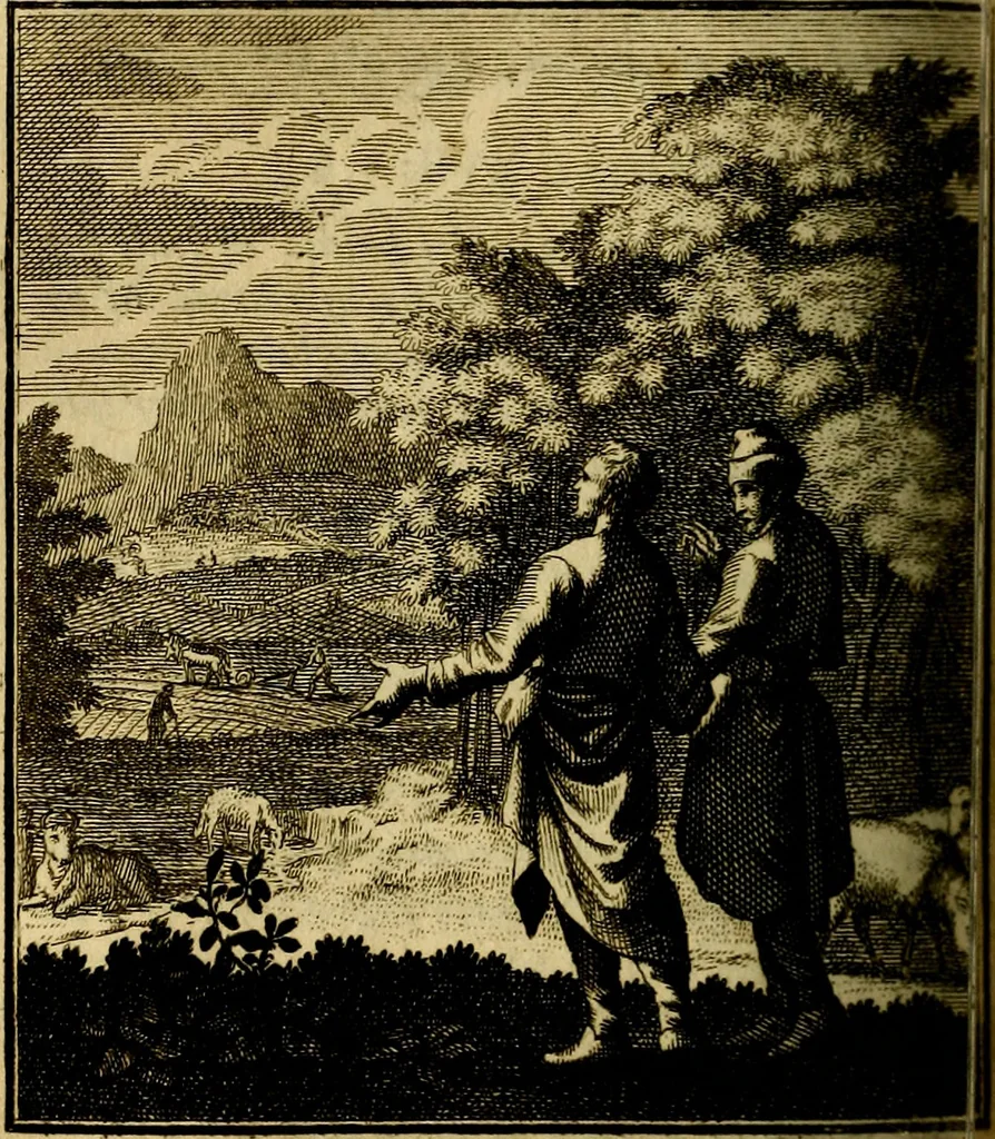 An illustration from Beschouwing der wereld : bestaande in hondert konstige figuuren, met godlyke spreuken en stichtelyke verzen, 1708, leaf 213