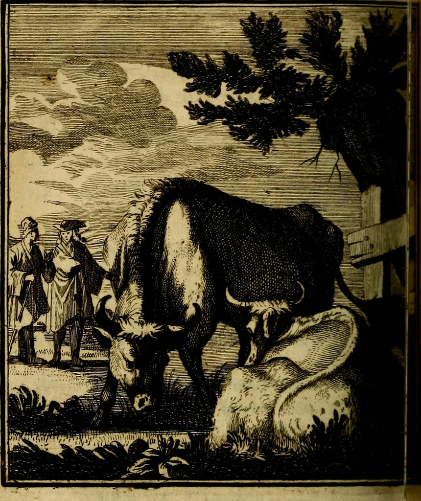 An illustration from Beschouwing der wereld : bestaande in hondert konstige figuuren, met godlyke spreuken en stichtelyke verzen, 1708, leaf 249