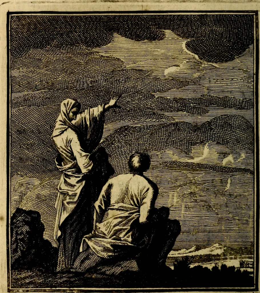 An illustration from Beschouwing der wereld : bestaande in hondert konstige figuuren, met godlyke spreuken en stichtelyke verzen, 1708, leaf 25