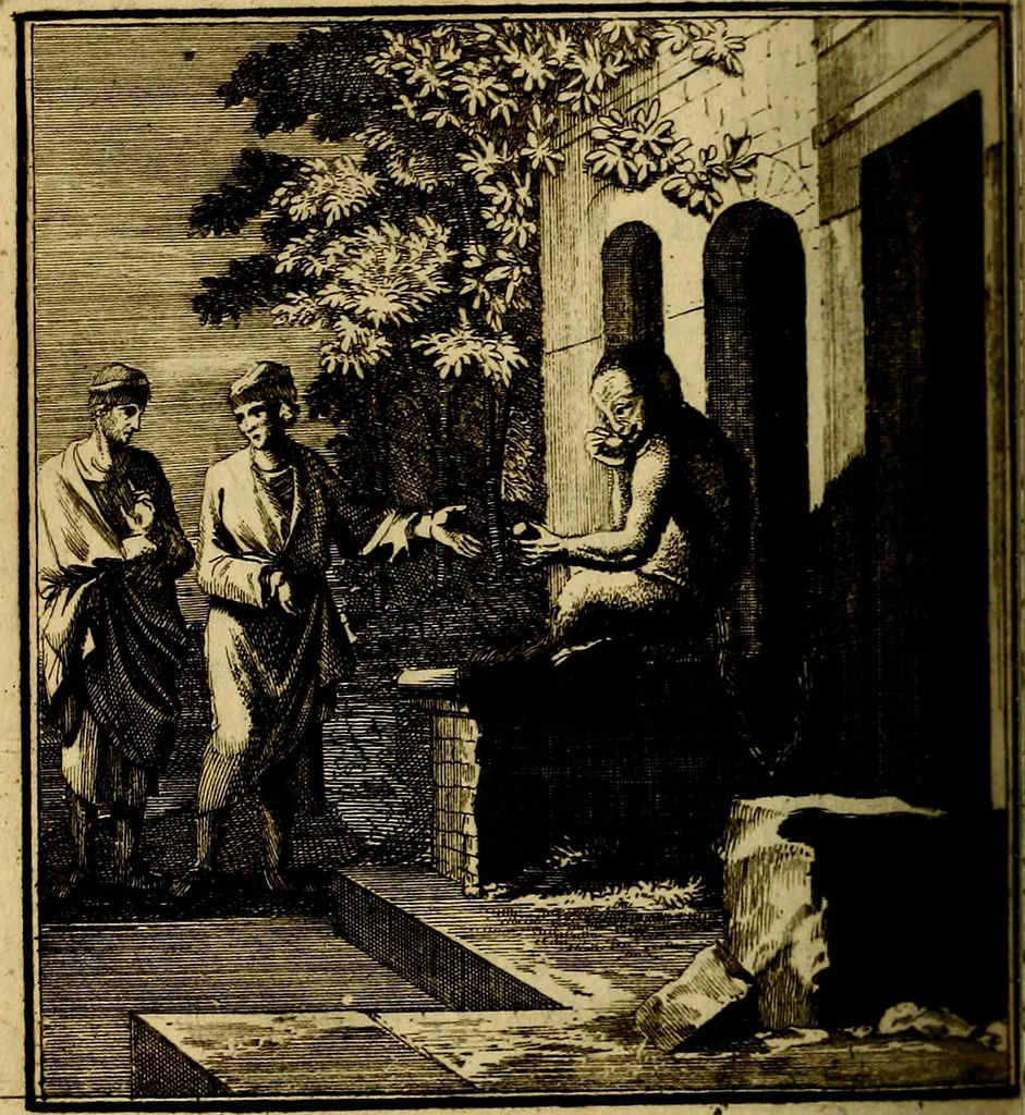 An illustration from Beschouwing der wereld : bestaande in hondert konstige figuuren, met godlyke spreuken en stichtelyke verzen, 1708, leaf 277