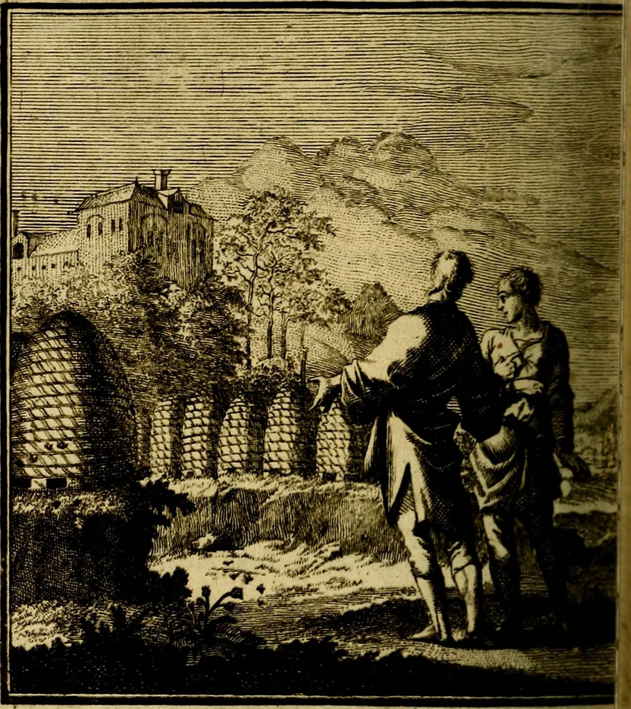 An illustration from Beschouwing der wereld : bestaande in hondert konstige figuuren, met godlyke spreuken en stichtelyke verzen, 1708, leaf 281
