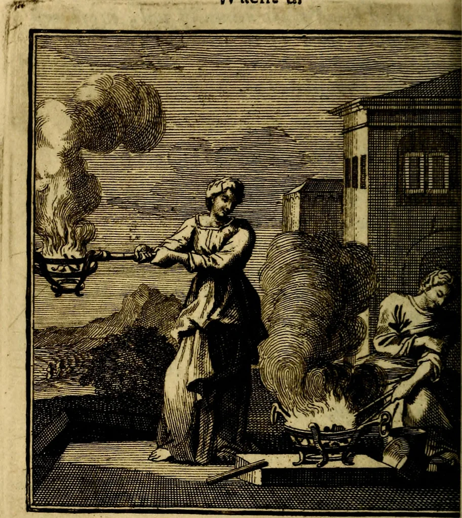 An illustration from Beschouwing der wereld : bestaande in hondert konstige figuuren, met godlyke spreuken en stichtelyke verzen, 1708, leaf 33