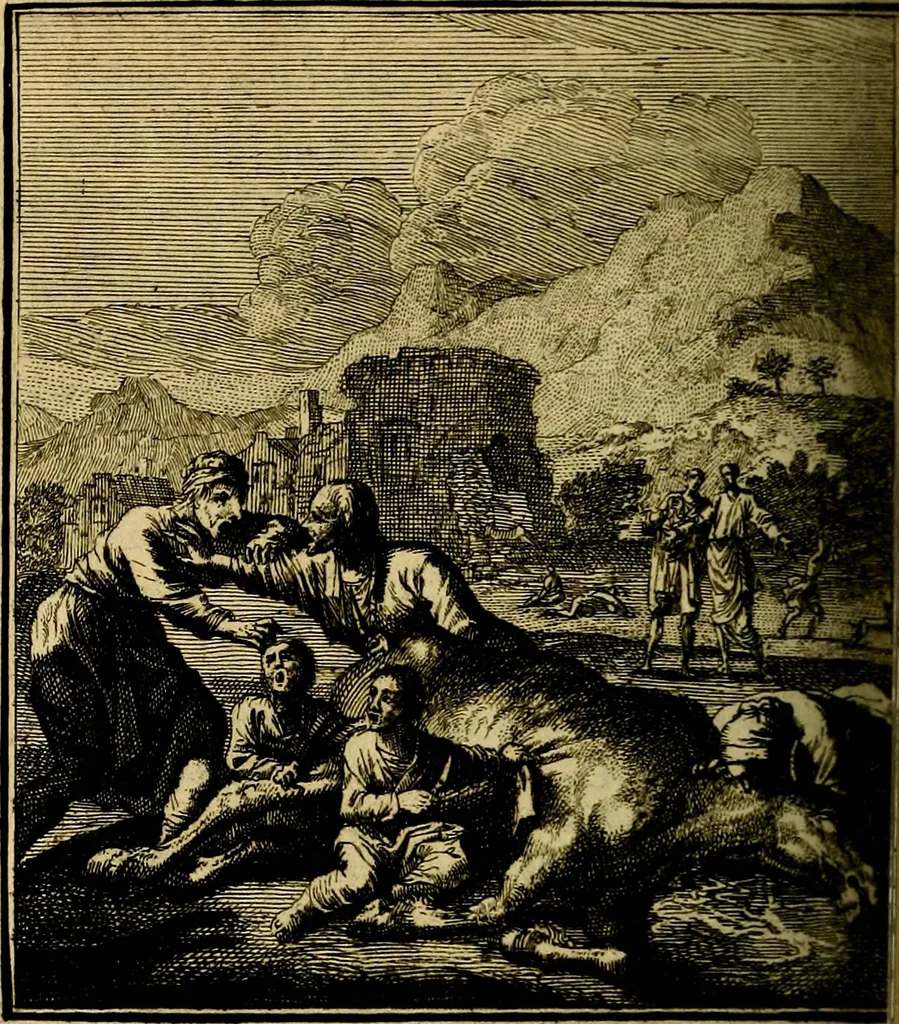 An illustration from Beschouwing der wereld : bestaande in hondert konstige figuuren, met godlyke spreuken en stichtelyke verzen, 1708, leaf 357