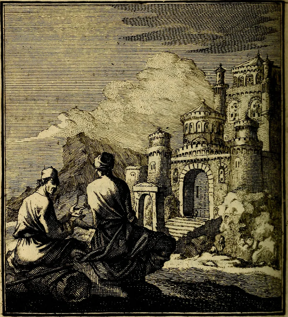 An illustration from Beschouwing der wereld : bestaande in hondert konstige figuuren, met godlyke spreuken en stichtelyke verzen, 1708, leaf 375