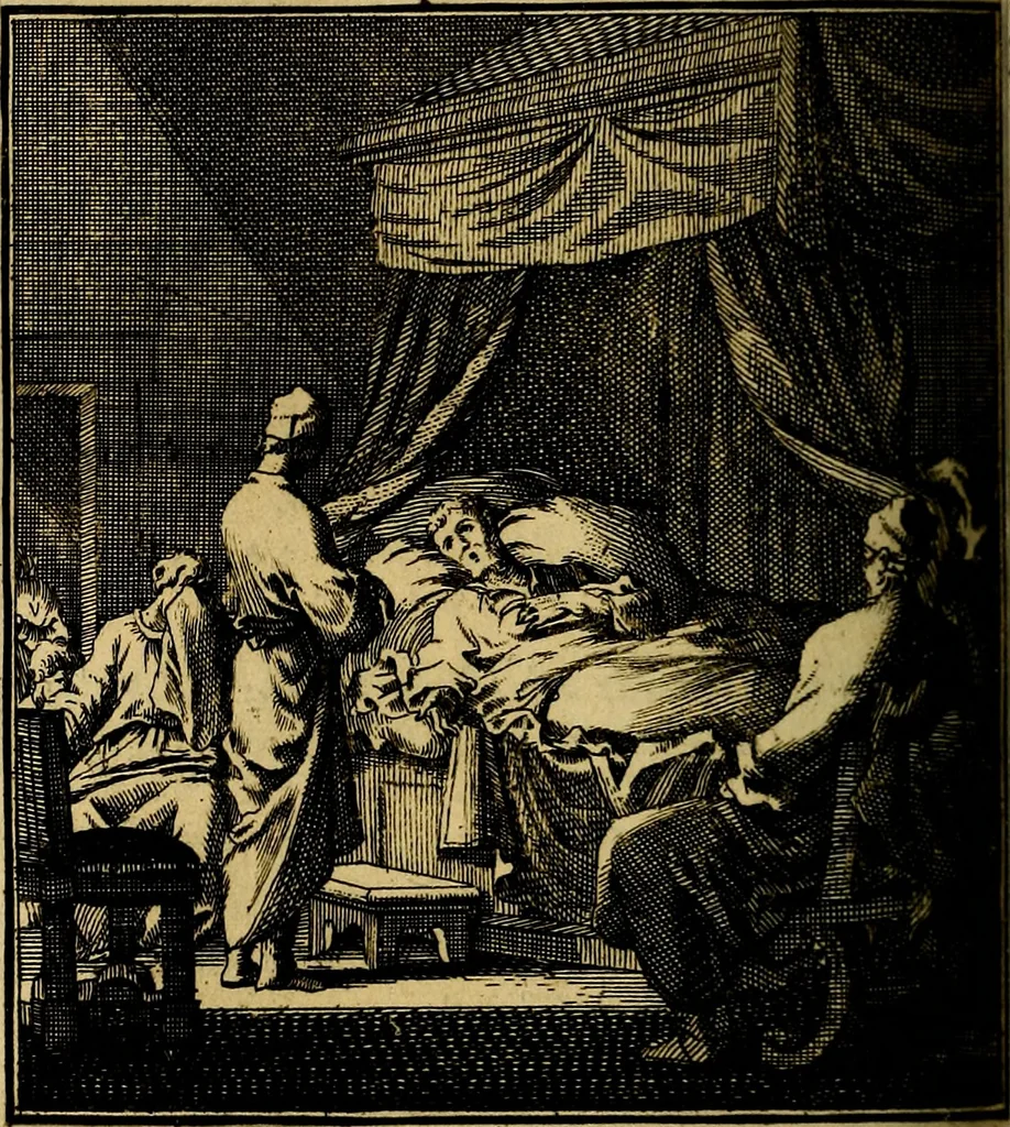 An illustration from Beschouwing der wereld : bestaande in hondert konstige figuuren, met godlyke spreuken en stichtelyke verzen, 1708, leaf 395