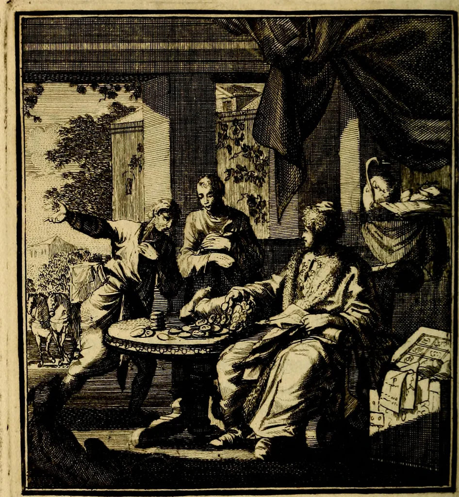 An illustration from Beschouwing der wereld : bestaande in hondert konstige figuuren, met godlyke spreuken en stichtelyke verzen, 1708, leaf 409